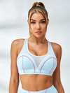 Mesh Panel Pink Piping Sheer Light Blue Active Set