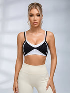 Fake Two-Piece Color Block Double Strap Sports Bra