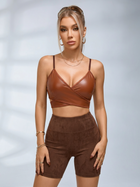 Faux Leather Wrap Cami Top Back Tie Design