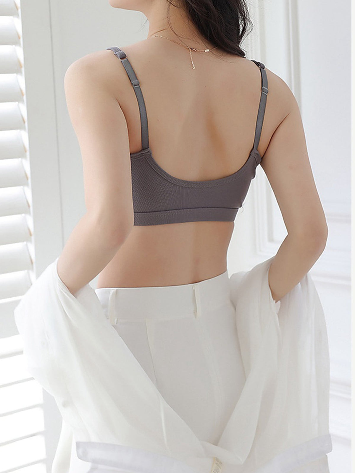 Women's Ribbed Scoop Neck Wireless Bralette