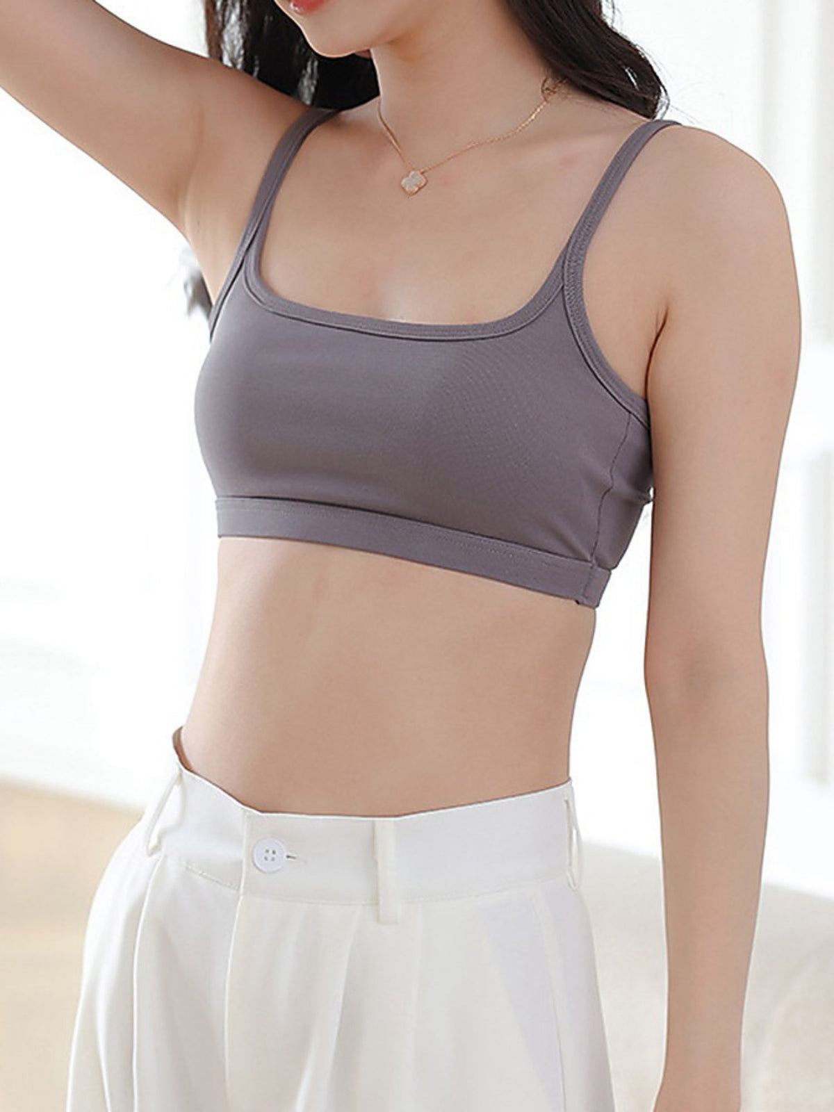 Women's Ribbed Scoop Neck Wireless Bralette