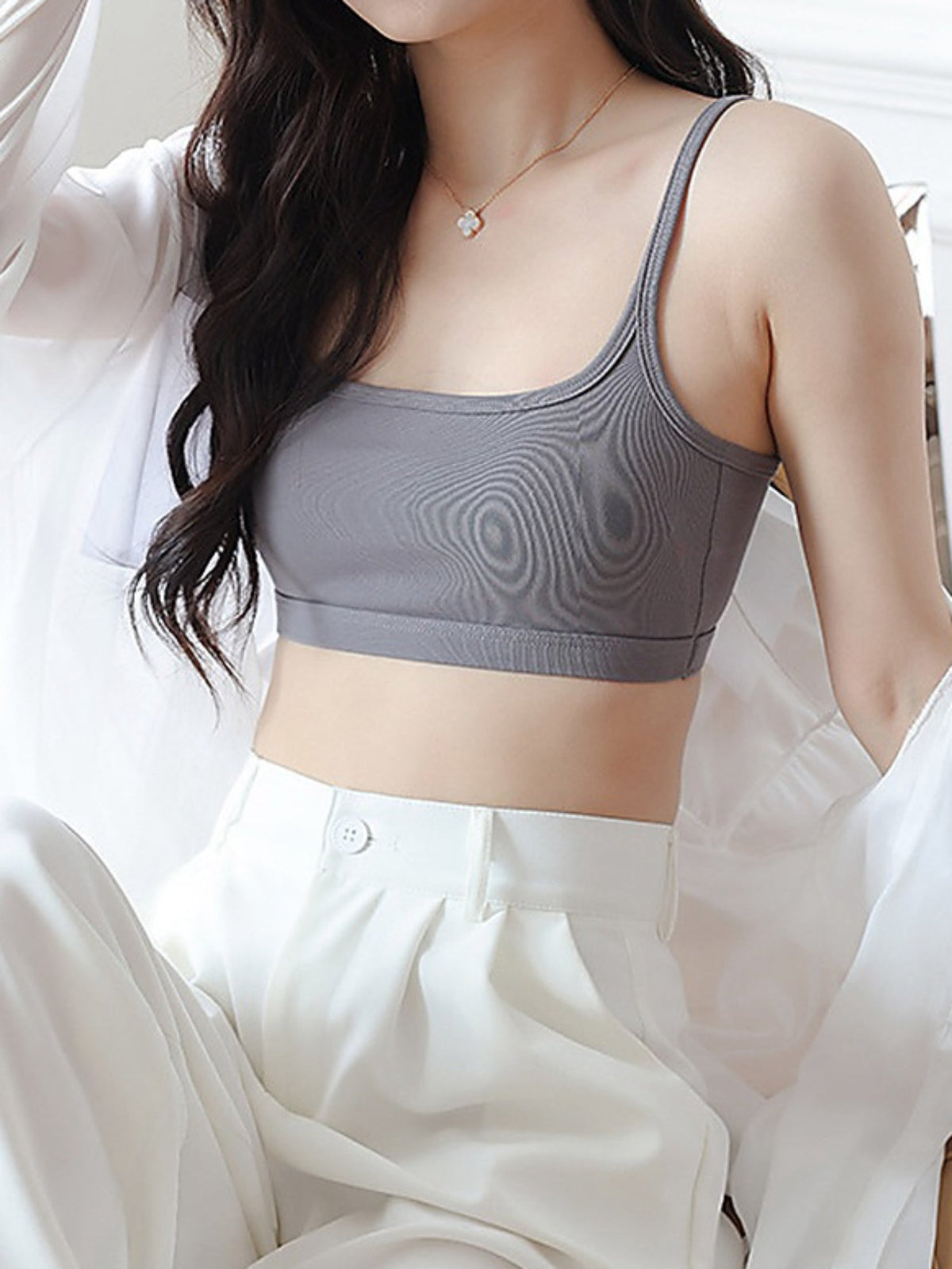 Women's Ribbed Scoop Neck Wireless Bralette