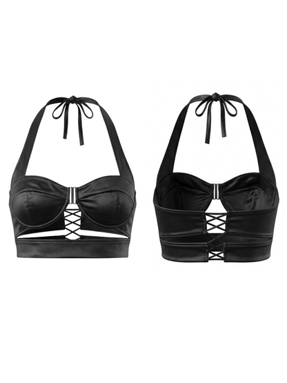 Hollow Out Crisscross Back Bustier Top