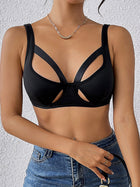 Black Strappy Cutout Padded Sports Bra