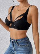 Black Strappy Cutout Padded Sports Bra