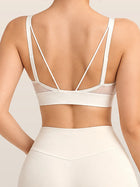 Women's Mesh Panel Padded Sports Bra with Criss-Cross Back