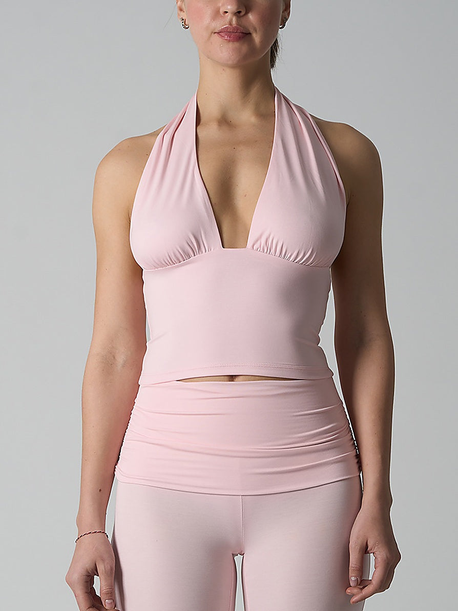 Women's Halter Neck Deep V Crop Top