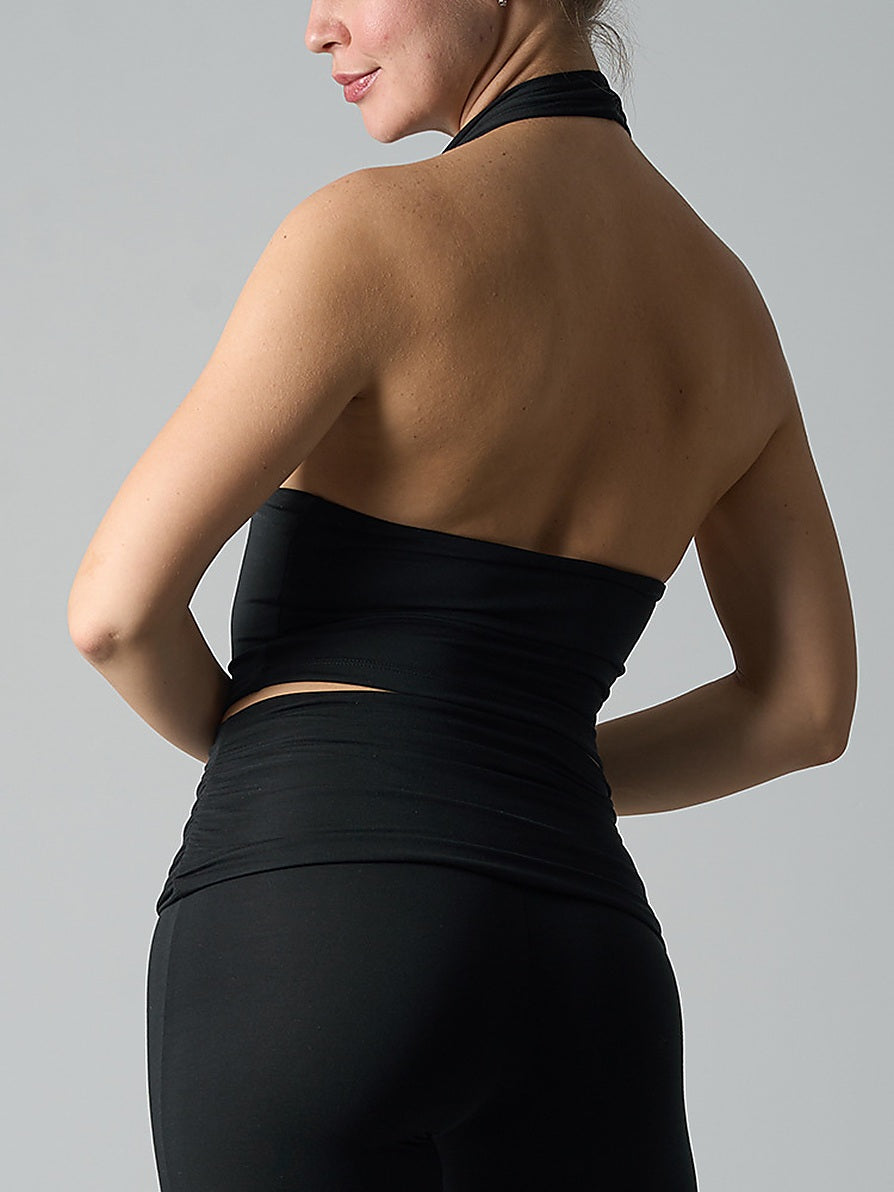 Women's Halter Neck Deep V Crop Top