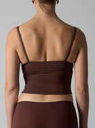 Women's Lace Trim V-Neck Cropped Cami Sports Bra