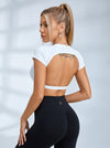 Backless With Pads Cropped Short Sleeves