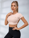 Backless With Pads Cropped Short Sleeves