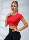 Backless With Pads Cropped Short Sleeves