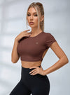 Backless With Pads Cropped Short Sleeves