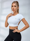 Backless With Pads Cropped Short Sleeves
