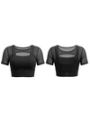 Sexy Mesh Hollow Out Breathable Short Sleeves