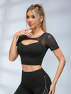 Sexy Mesh Hollow Out Breathable Short Sleeves