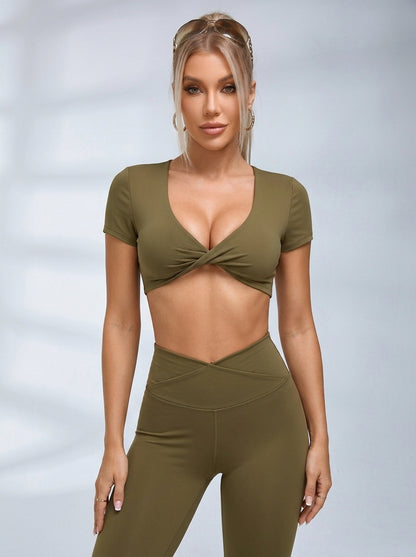 Twist Hollow Out Short Sleeves