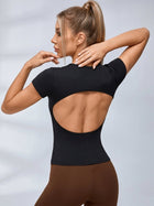 Sexy Backless Breathable Short Sleeves