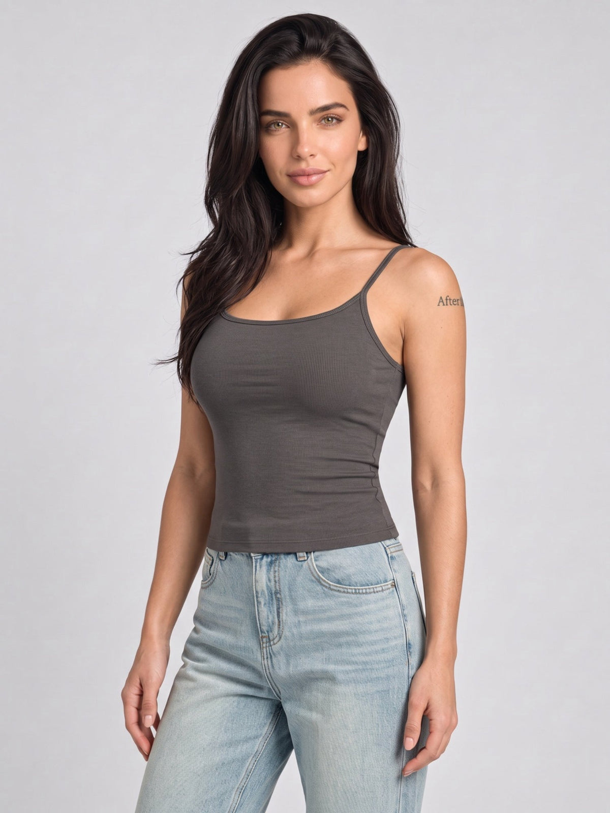 Women's Fitted Spaghetti Strap Camisole with Integrated Bra Pads