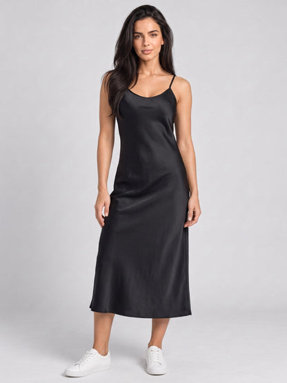 Elegant V-Neck Satin Slip Dress