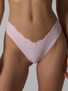 Lace Trim High-Cut V-Front Thong Panty