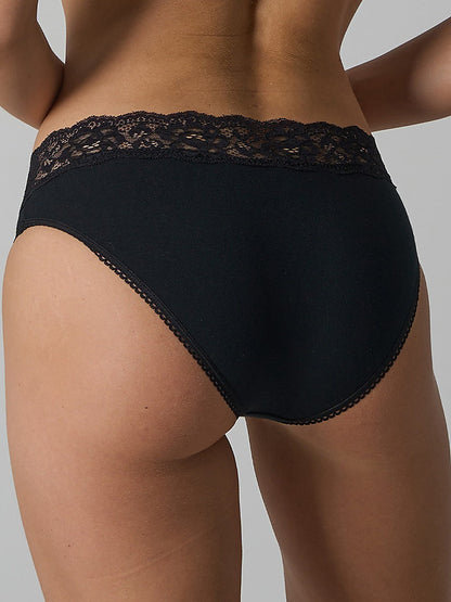 Low-Rise Lace Trim Cotton Blend Briefs