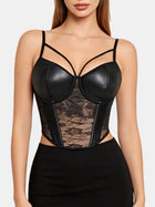 Faux Leather Lace Corset Cami Top
