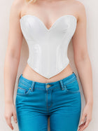 Glossy PU Strapless Waist Trainer Corset