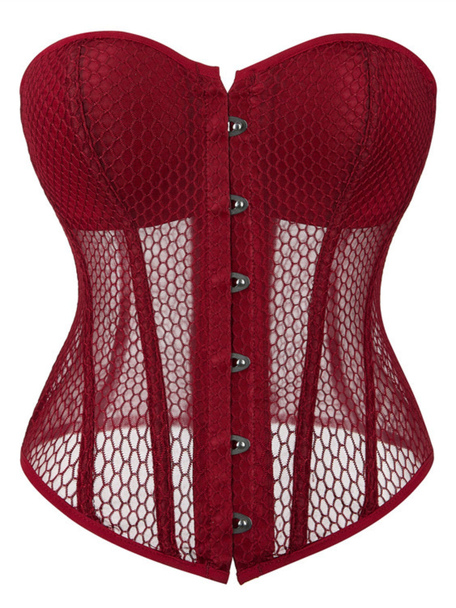 Sheer Mesh Strapless Corset Top