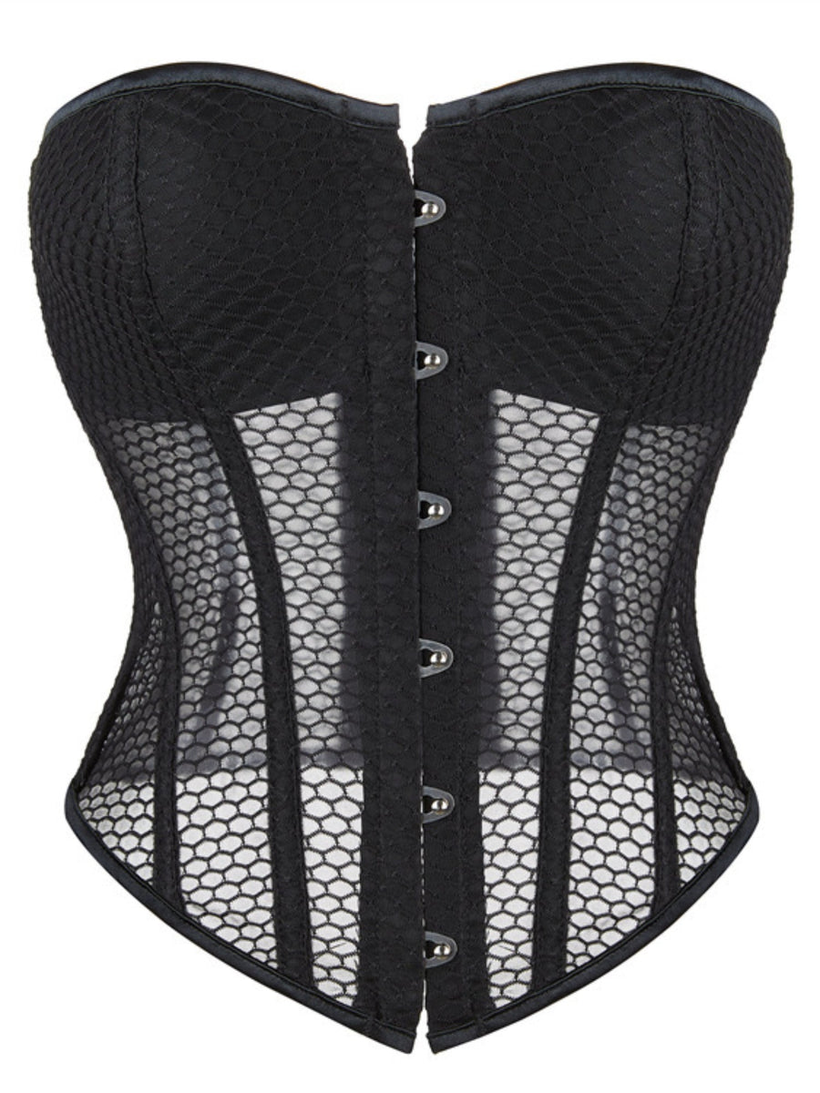Sheer Mesh Strapless Corset Top