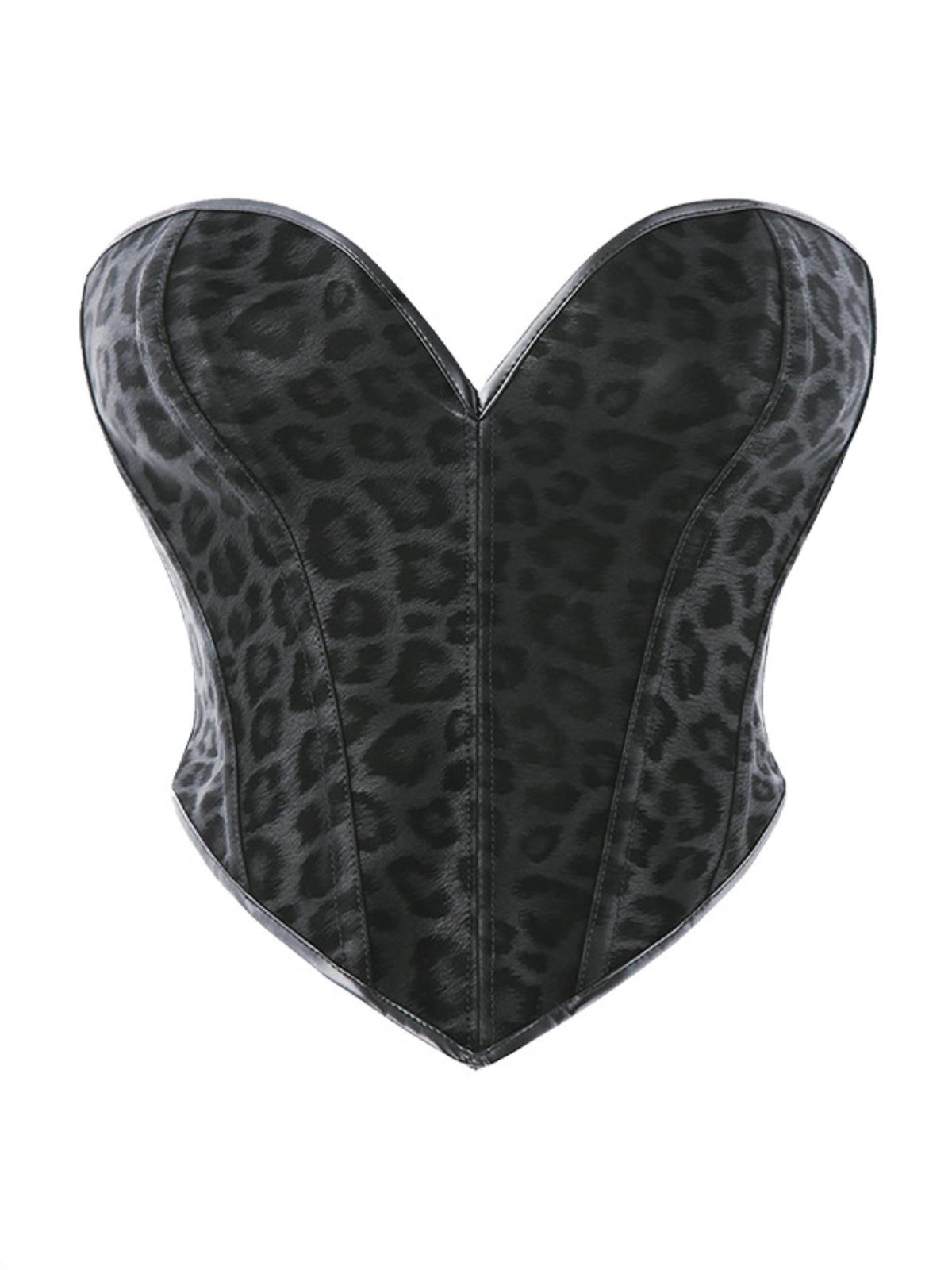 Black Leopard Print Strapless Corset