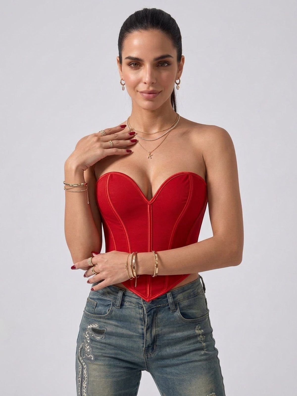 Sculpting Strapless Sweetheart Corset Top