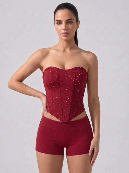Sparkle Mesh Strapless Sweetheart Corset Top