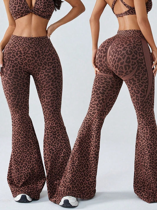 ZASUWA Female Seamless Leopard Print Flare Booty Leggings