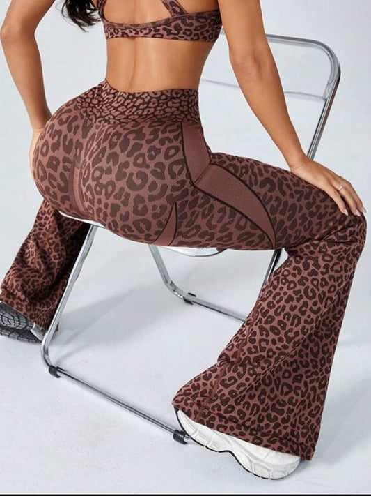 ZASUWA Female Seamless Leopard Print Flare Booty Leggings