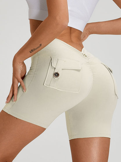 Deep V Back Pocket Scrunch Bum Booty Shorts
