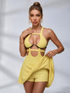 Ribbed Cutout Halter Tennis Dress