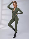 Trendy Zipper Peach Booty Jumpsuit