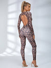 Fashion Leopard Print Backless Jumpsuit