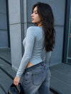 Sexy Solid Color With Metal Long Sleeve Slim Bodysuit