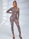 Fashion Leopard Print Backless Jumpsuit