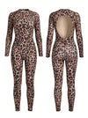 Fashion Leopard Print Backless Jumpsuit