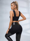 Crisscross-Leg PU Butt-Lifting Skinny Pants
