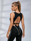 Sexy Contrast Color Stripe Hollow Out Short Romper