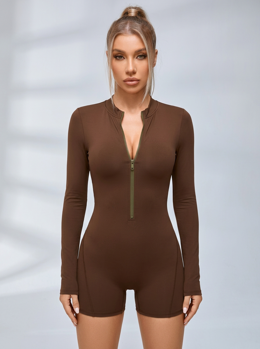 Zipper Backless Scrunch Bum With Pads Romper