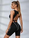 Sexy Contrast Color Stripe Hollow Out Short Romper