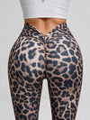 Leopard Deep V Back Scrunch Bum Leggings