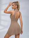 Hollow out Zipper Backless Quick-dry Short Dress
