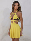 Ribbed Cutout Halter Tennis Dress