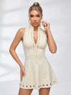 Hollow out Zipper Backless Quick-dry Short Dress